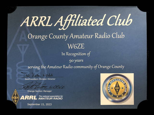 90th Anniversary Certificate